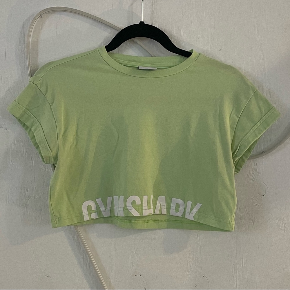 Light/Lime Green Gymshark Cropped Tee Workout Top